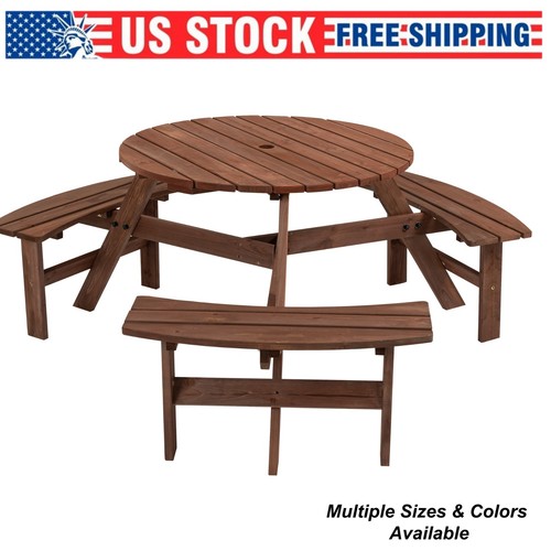 Round wooden picnic - round,