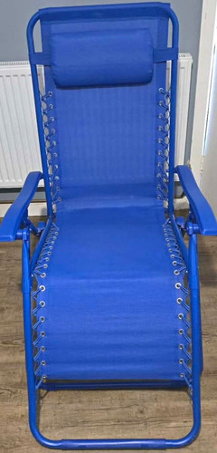 Blue reclining garden lounger - blue,