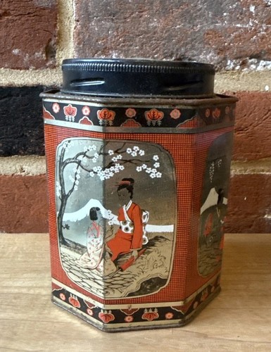 Vintage tea caddy tin - vintage,
