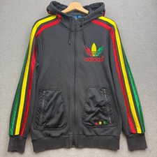 ADIDAS Track Jacket Men Medium Hoodie Rasta Originals AOP Trefoil Jamaica Marley