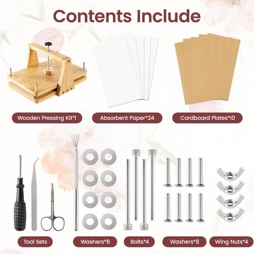 Large wooden flower press - press, kit