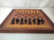 Vintage chess set with board and Draughts