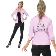 Deluxe Pink Lady Ladies Jacket Grease Frenchy Fancy Dress Costume UK 8-18