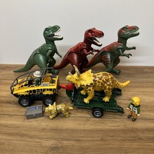 Vintage Playmobil Jurassic Park Set Jeep, T Rex ,Figures etc