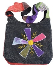 Fair Trade Cotton Windmill Embroidered Applique Hippy Boho Shoulder Bag