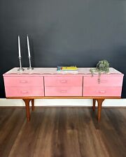 Vintage 1970s Austinsuite Teak Sideboard Danish Retro Mid Century Custom Pink
