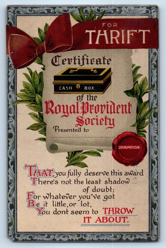 Certificate for thrift royal - thrift,