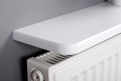 White rounded radiator - rounded, shelf