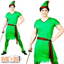 Lost Boy Mens Elf Fancy Dress Medieval Robin Hood Adults Peter Pan Costume New