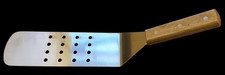 Vintage Perforated Spatula Turner Stainless Steel & Teak Handle Kitchen Utensil