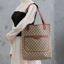 *READ* GUCCI Vintage Tote Shoulder Bag GG Sherry Line Authentic