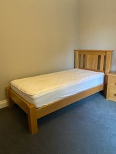 Solid Oak Single Bed Frame Slatted with mattress excellent condition