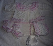 Hand knitted baby girl 3 piece