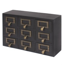 Apothecary Wood Desk Drawer Set, 9 Drawers, Rustic Black
