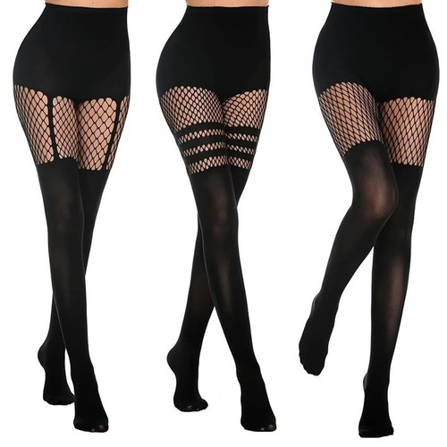 Women black fishnet - black, suspender