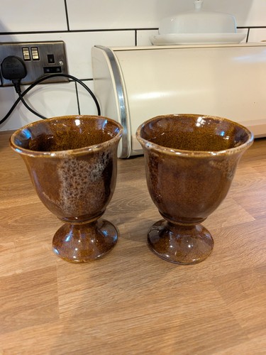 Pair vintage mottled brown - of,