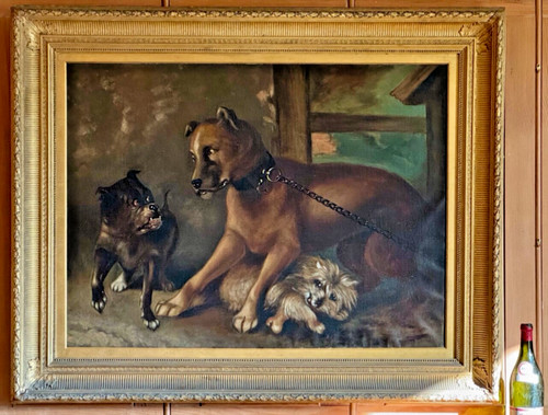 Huge antique country house oil - house,