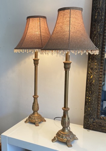 Vtg ornate gold tall table - gold,