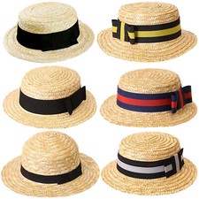 STRAW BOATER HAT 1920S ROWING BOAT BARBER SHOP FANCY DRESS COSTUME ACCESSORY 