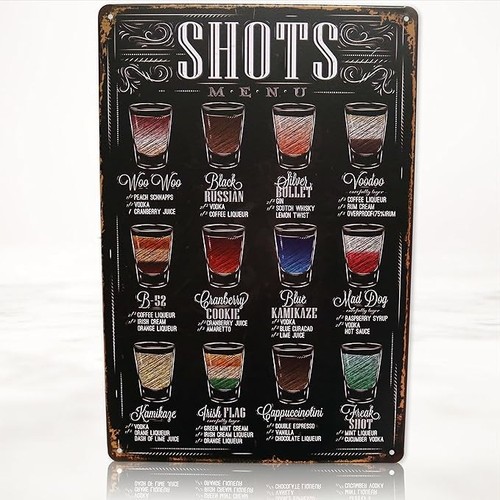 Shots menu retro metal - retro, tin