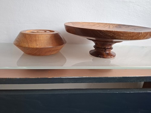 Wood cake stand - wood, pedestal