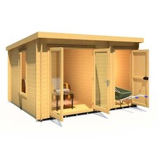 Shire Elm 10Gx12 Multiroom Pent Log Cabin 19mm interlock  Cladding