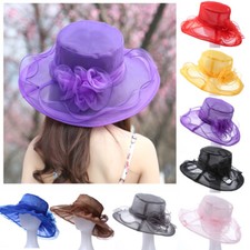 Large Hat Fascinator Weddings Ladies Day Race Royal Ascot Hatinator Brim Organza