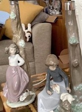 Lladro Nao Lamp Young lady in a pink dress Day Dreaming Good Condition very Rare