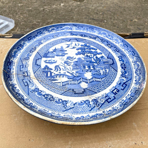 Blue white willow pattern - white,