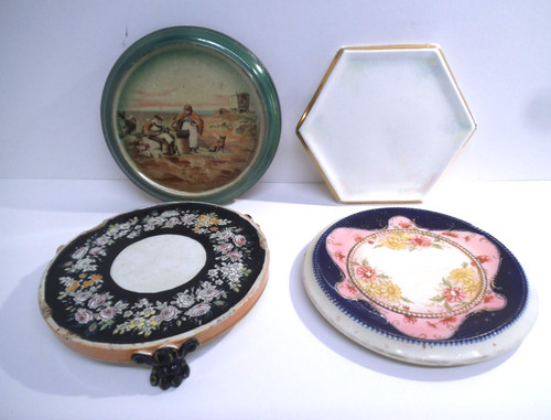 Four antique teapot stands - antique,