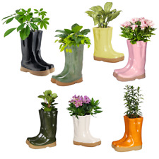 Welly Boot Flower Pot Novelty Ceramic Indoor Outdoor Garden Planter Home Decor