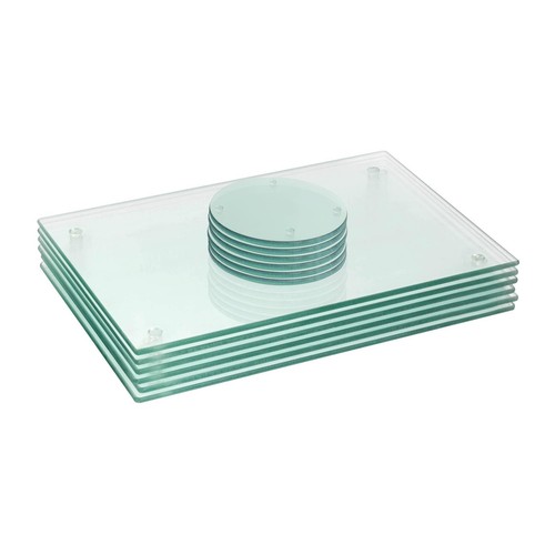 12pc glass placemats round - 12pc, &
