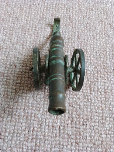 Antique brass toy cannon - brass, cannon,