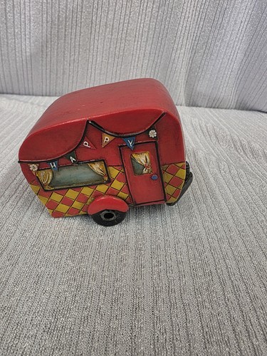 Fairy garden red wood caravan - garden,