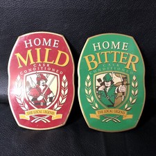 2 x Metal Beer Pull Labels: Home Bitter & Home Mild 