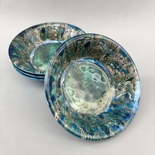 Certified International Set/4 Blue Green Abstract Melamine 7” Soup Cereal Bowls