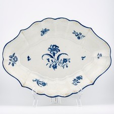 Antique English Worcester Porcelain Dish Blue White Chantilly Mark 18th Century