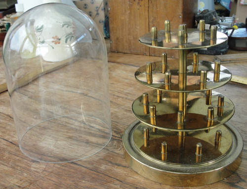 Vintage brass glass dome - vintage, &