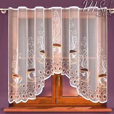 Jardiniere Net Curtain Coffee White or Cream Slot top READY Made Kitchen Window