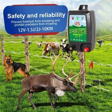 Electric Fence Energiser 12v Battery Powered 1.5J-2J 10km Horse Fencing Kit UK