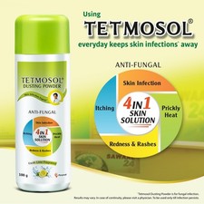 Tetmosol Anti-fungal Dusting Powder 100g - for daily use prickly heat itching