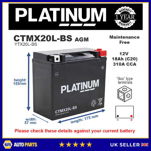 Ctmx20l platinum agm - platinum,
