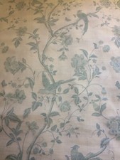 LAURA ASHLEY SUMMER PALACE OFF WHITE DUCK EGG FABRIC ( 1.8 METRES )