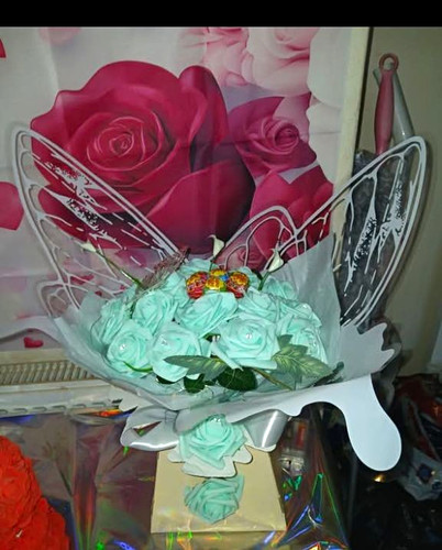 Artificial turquoise rose - artificial,