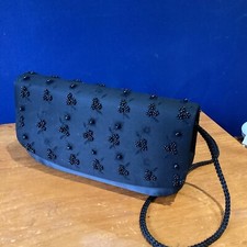 Women’s Joanna Hall Beaded Black Small Shoulder Bag 21 X 11 X4.5 Cm 55 Cm Strap