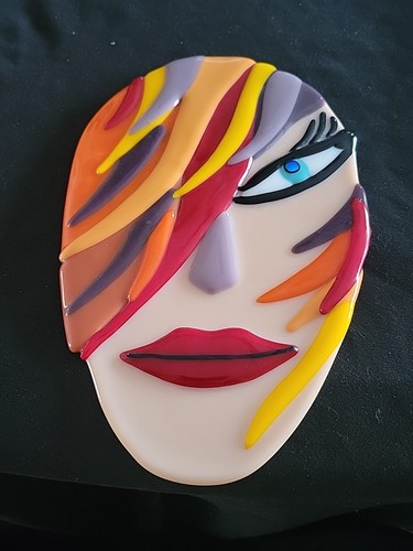 Fused glass womans face art - fused,