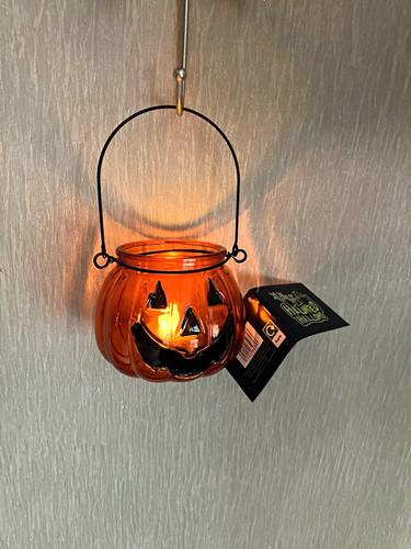 Orange glass pumpkin lantern - orange,