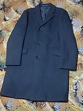 Vintage Black Dunn & Co Coat Mens Overcoat Crombie Style Size Wool long Overcoat
