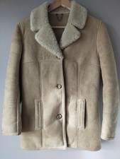 VINTAGE GENUINE  SHEEPSKIN JACKET LIGHT BEIGE FENLAND BRIDGWATER ENGLAND 12