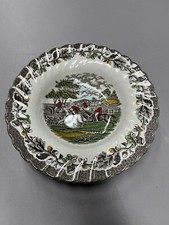 Vintage Myotts Country Life Shallow Bowl Scallop Edge 22cm Hunting Horses